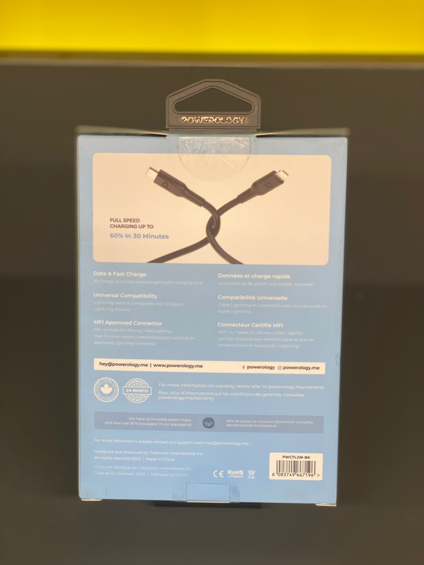 کابل شارژ تایپ سی به لایتنینگ 1.2 متری پاورولوژی Powerology PC018