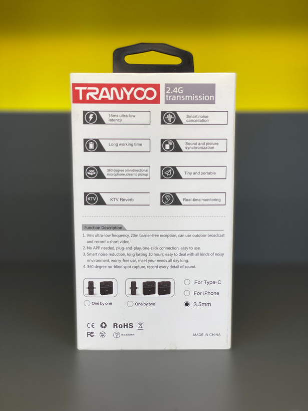 میکروفون یقه ای بی سیم برند TRANYOO مدل T-MC20